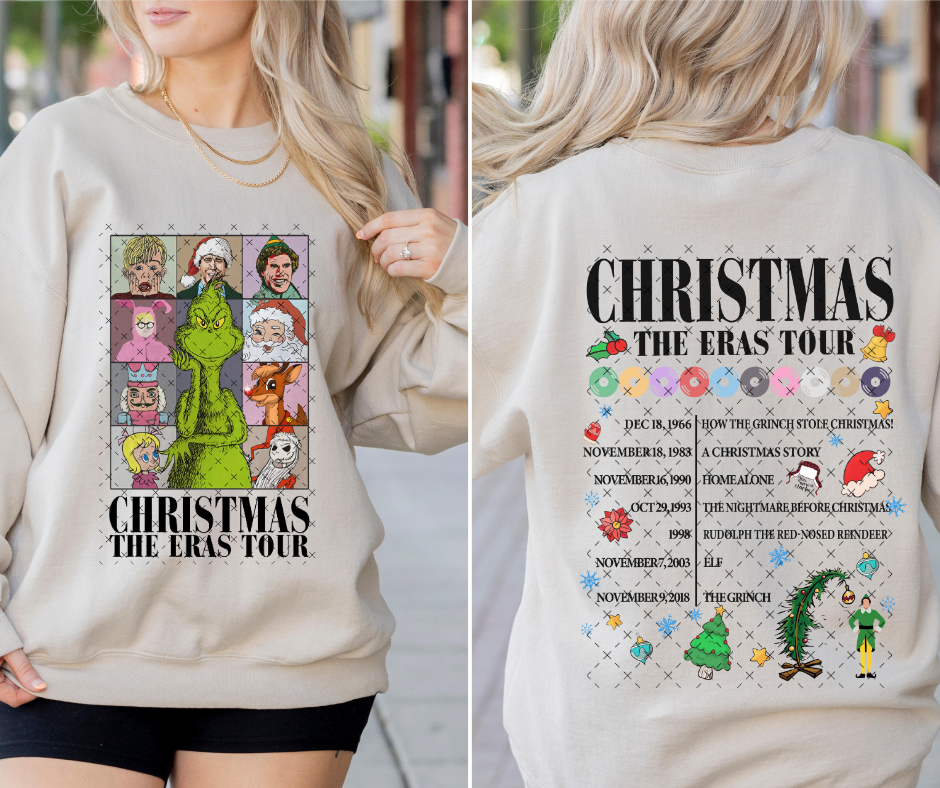 Christmas Eras Front Black DTF Print