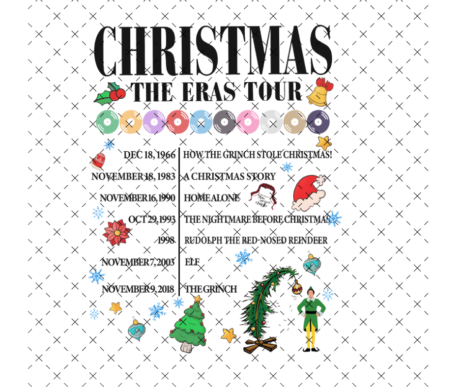 Christmas Eras Back Black DTF Print