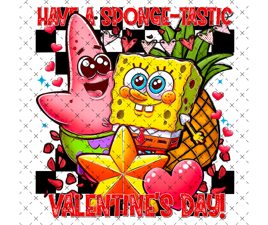 Valentimes Sponge Sponge and Star Valentines DTF Print – L&L Laser & Print Co