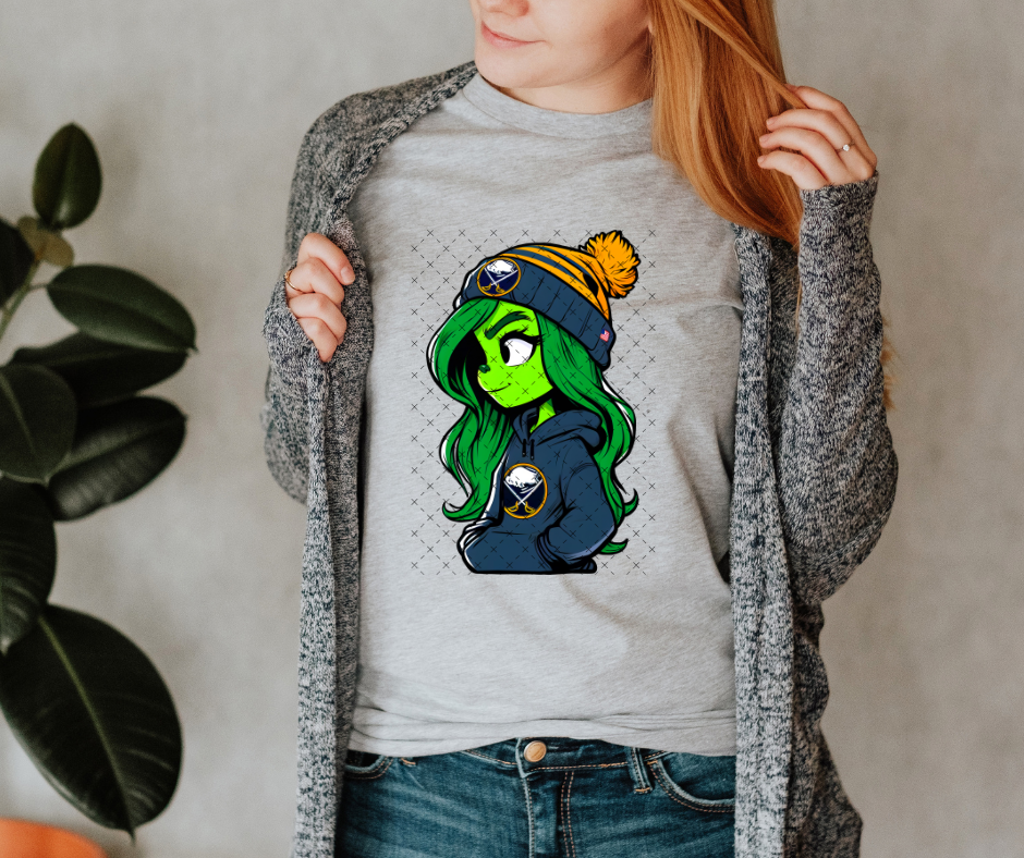 Green Girl Buffalo Hockey DTF Print