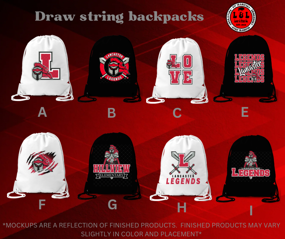 Draw string backpack (14”x18” Nylon) – L&L Laser & Print Co