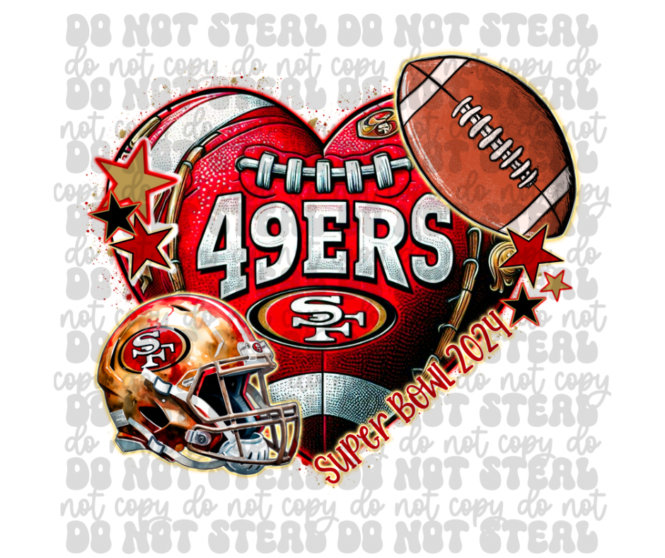 Heart Niners Football DTF (Excludes Buffalo) – L&L Laser & Print Co