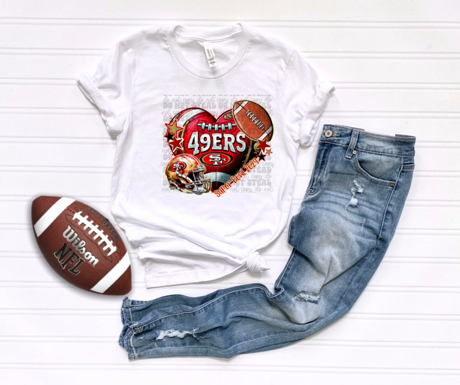 Heart Niners Niners Heart SB2024 DTF Print – L&L Laser & Print Co