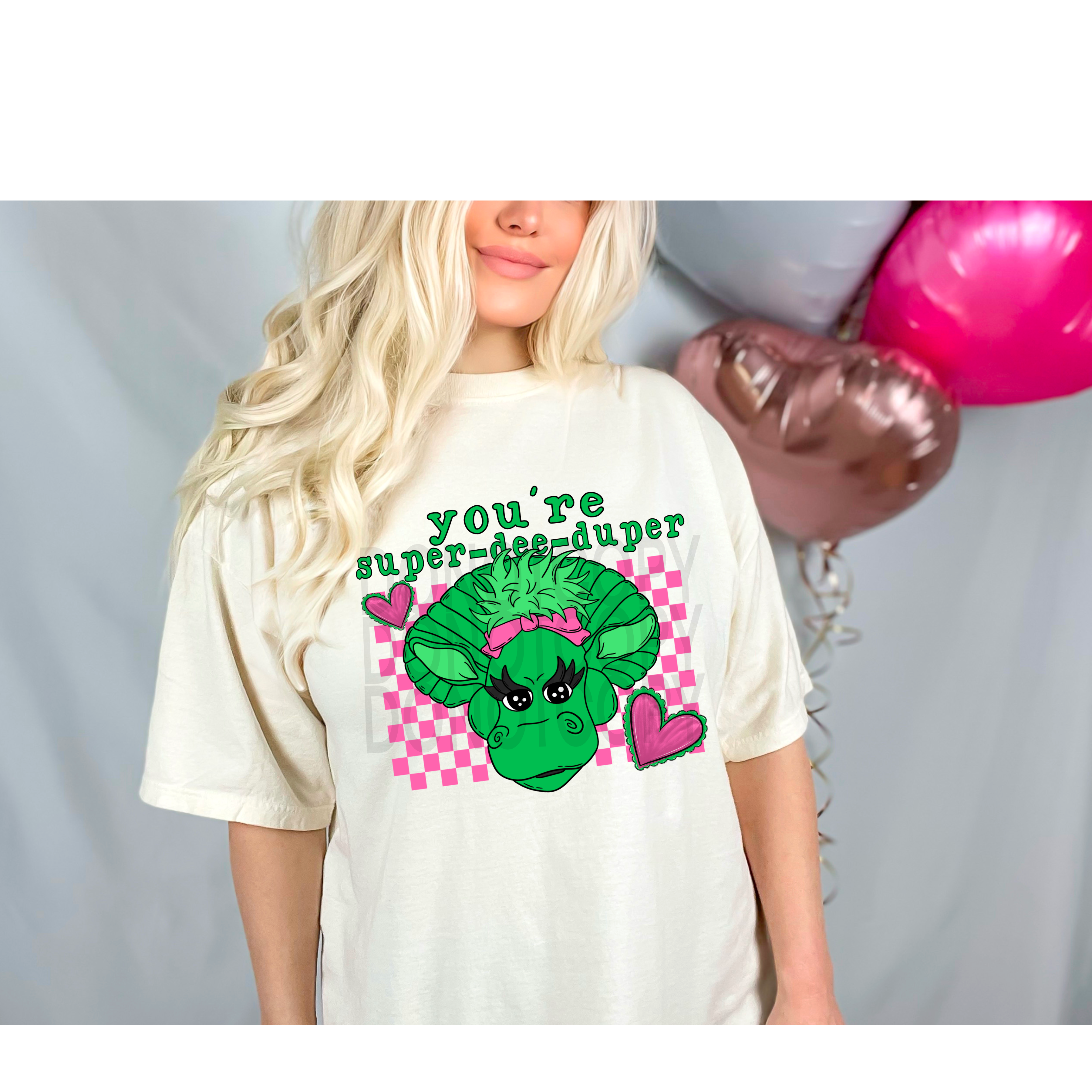 Green Dino Valentines DTF Print