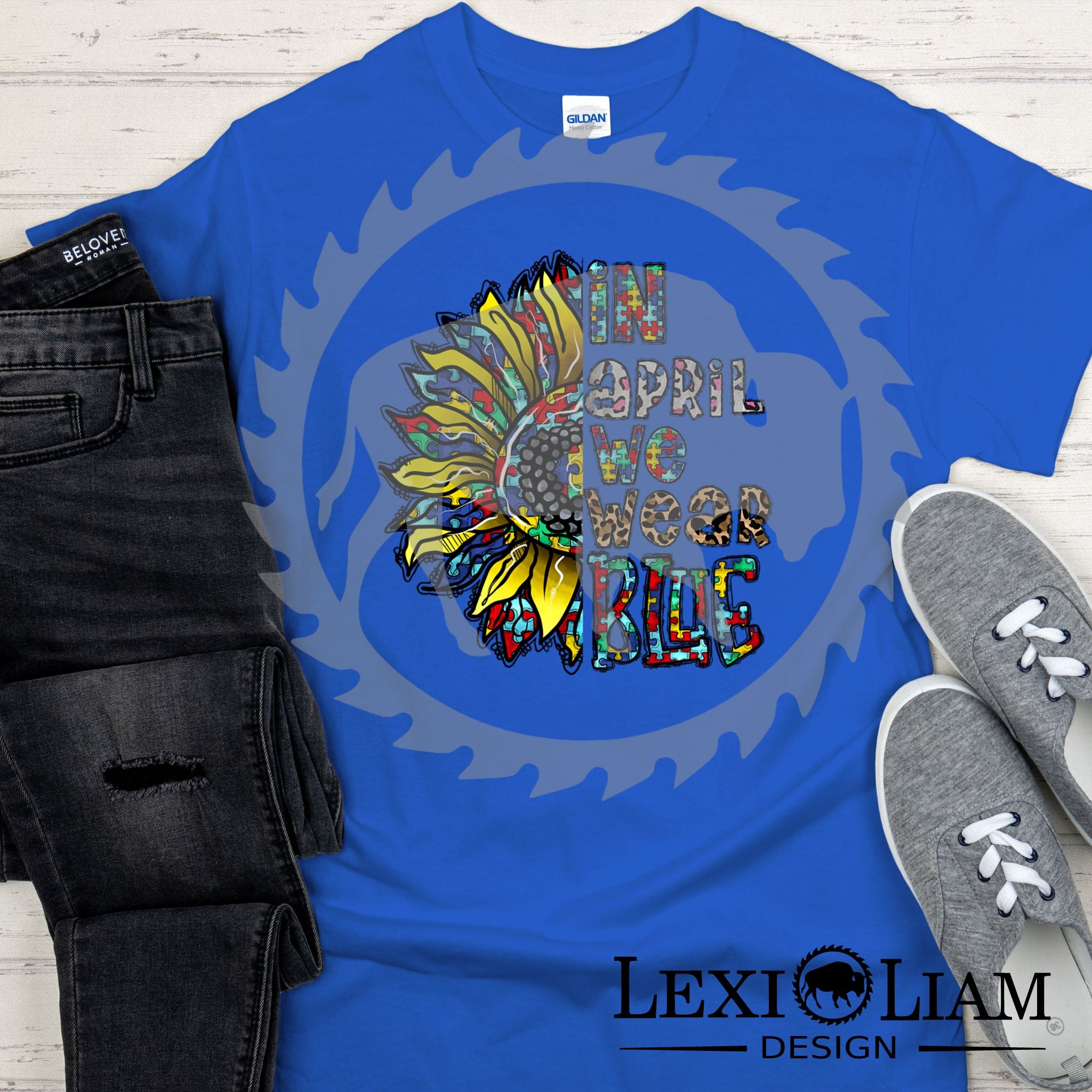 In April we wear blue DTF Print