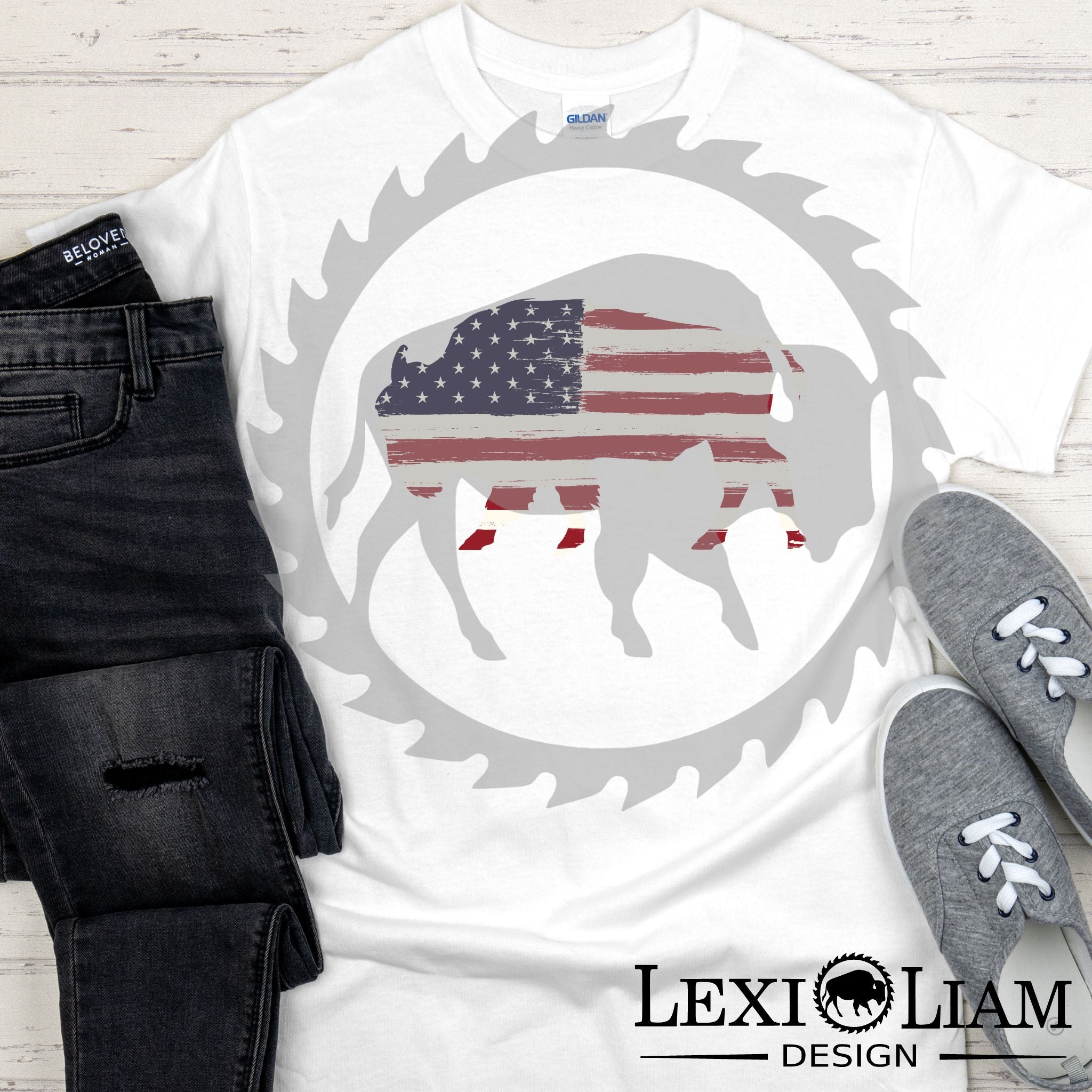 American Flag Buffalo DTF Transfer