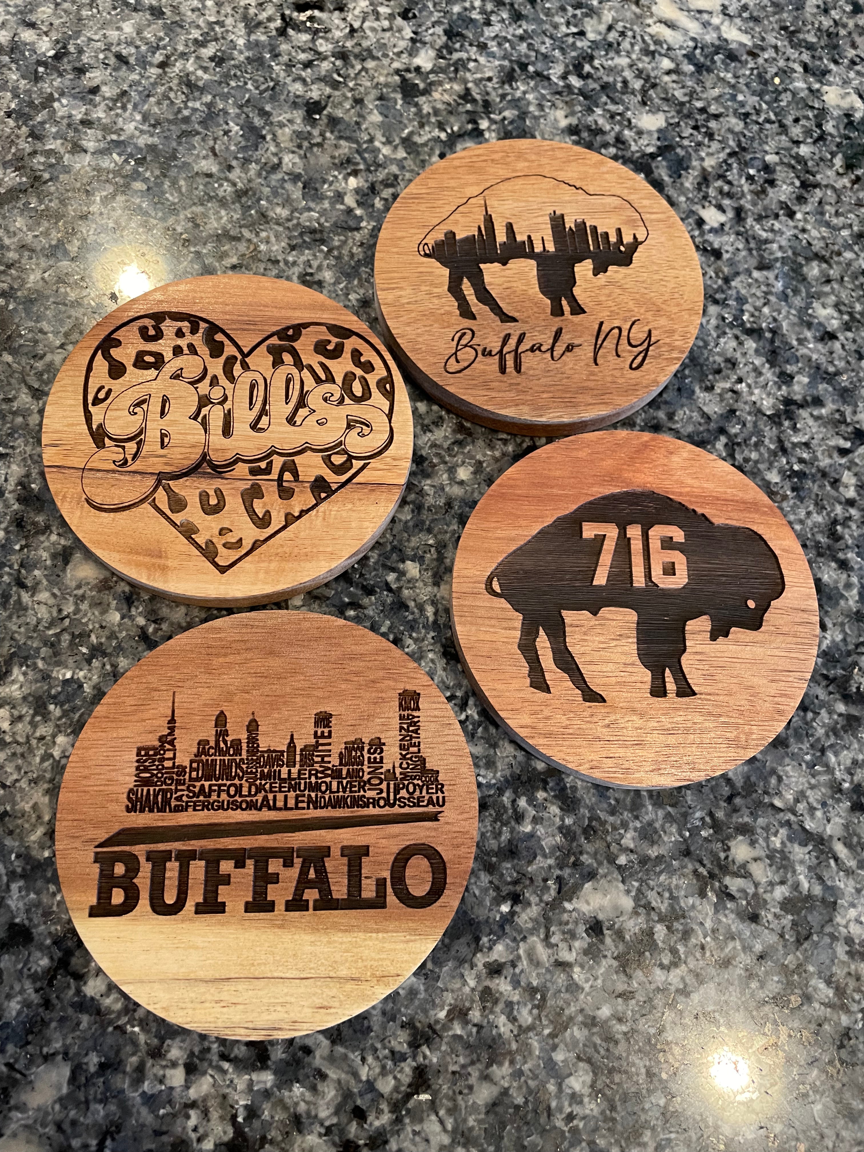 Round Acacia Coaster 4" x 4"
