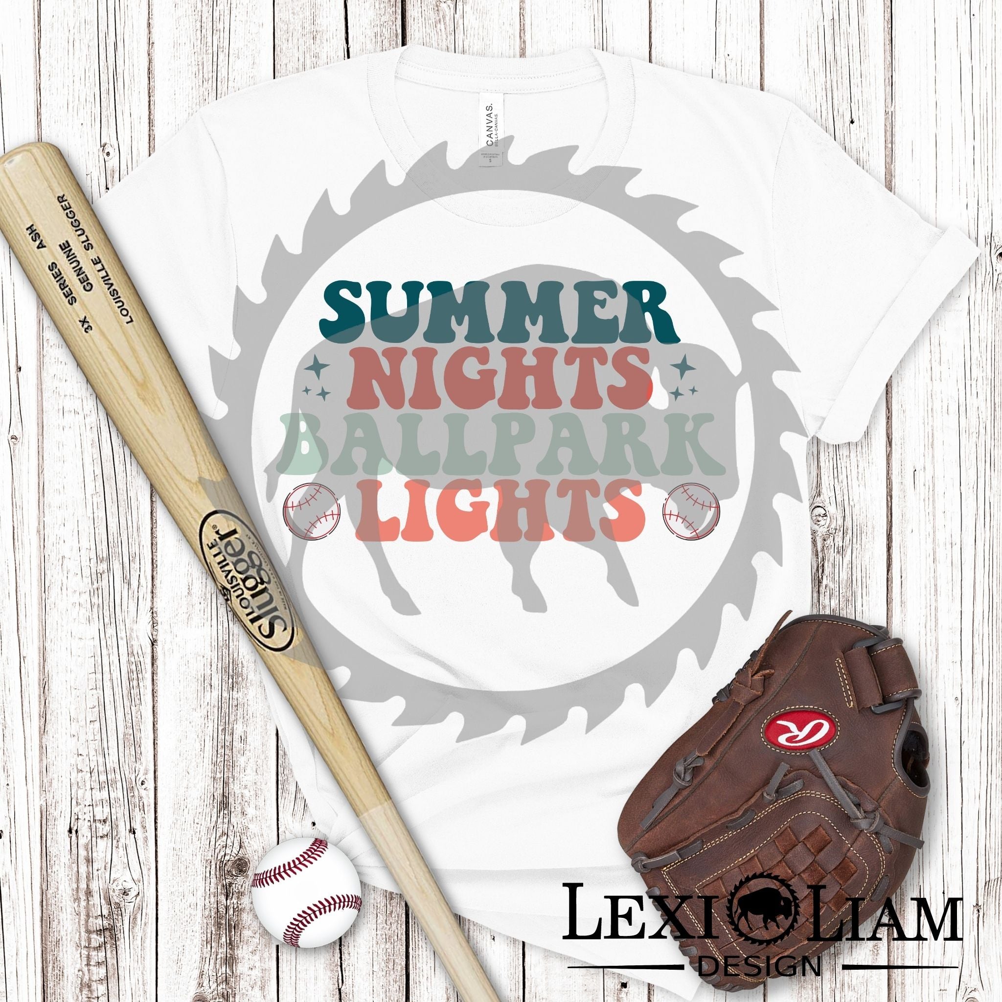 Summer nights ballpark lights DTF Print